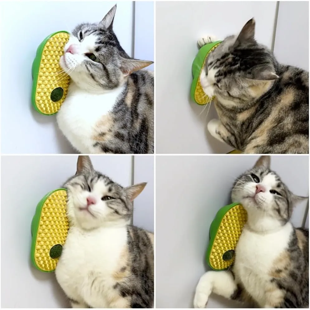 2 Pcs Catnip Balls for Cats,Cat Wiper Catnip Balls That Stick on Wall, Cat Massager 2 Massagers and 4 Balls (yellow)