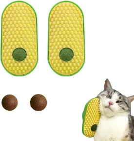 2 Pcs Catnip Balls for Cats,Cat Wiper Catnip Balls That Stick on Wall, Cat Massager 2 Massagers and 4 Balls (yellow)