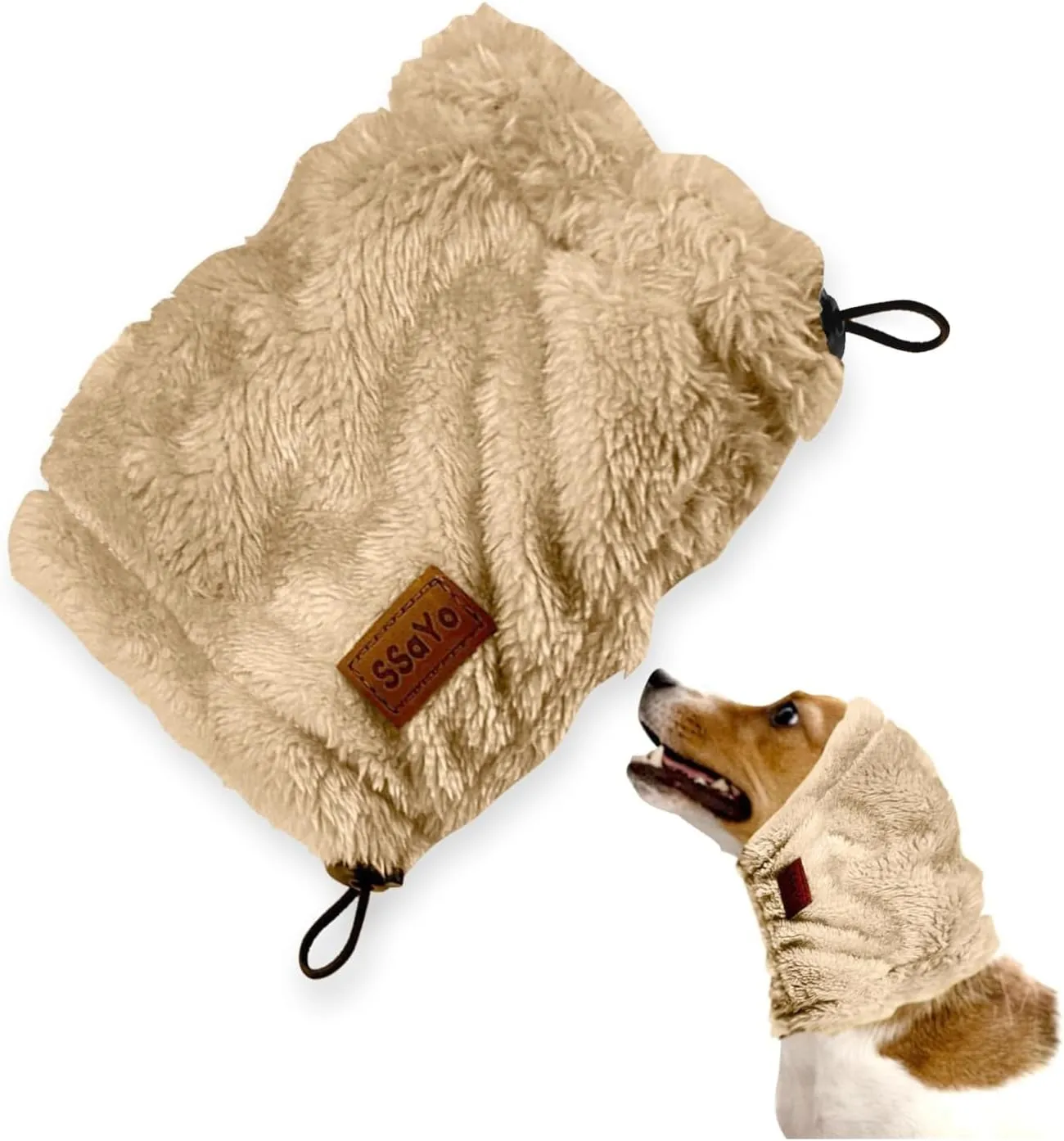 Adjustable Dog Noise Cancelling Ear Muffs Noise Protection - Ear Wraps for Dogs - Snoods Dog Headband Ear Covers for Anxiety Relief (Brown, Large)