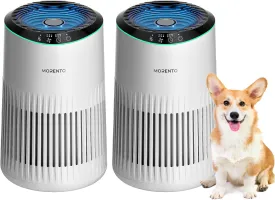 Air Purifier for Bedroom Home with Sleep Mode for Smoke Pet Dander Odors, Small Air Purifier with Fragrance Sponge, Blue Ambient Light, 23dB Quiet, 2 Pack White