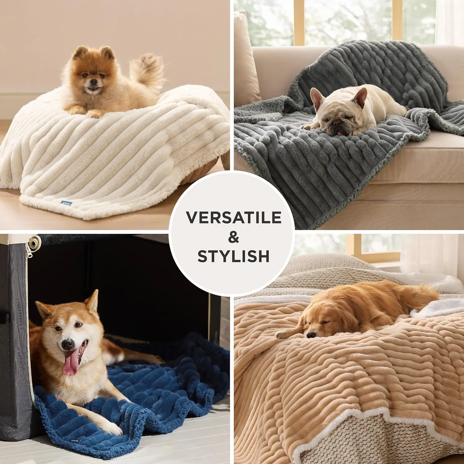 Bedsure Waterproof Dog Blankets for Small Dogs - Soft Puppy Cat Blanket Corduroy Fleece Washable, Cozy Calming Reversible Furniture Protection for Pet Kitten Doggy,25"x35", Cream
