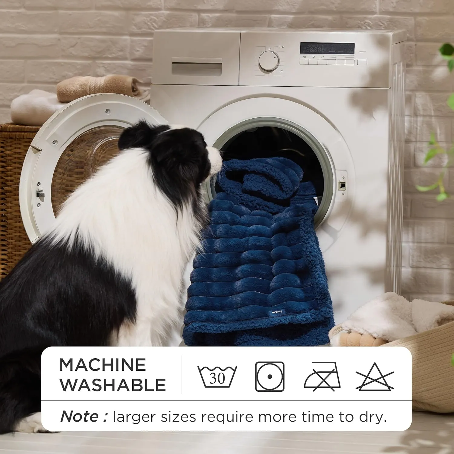 Bedsure Waterproof Dog Blankets for Small Dogs - Soft Puppy Cat Blanket Corduroy Fleece Washable, Cozy Calming Reversible Furniture Protection for Pet Kitten Doggy,25"x35", Navy Blue