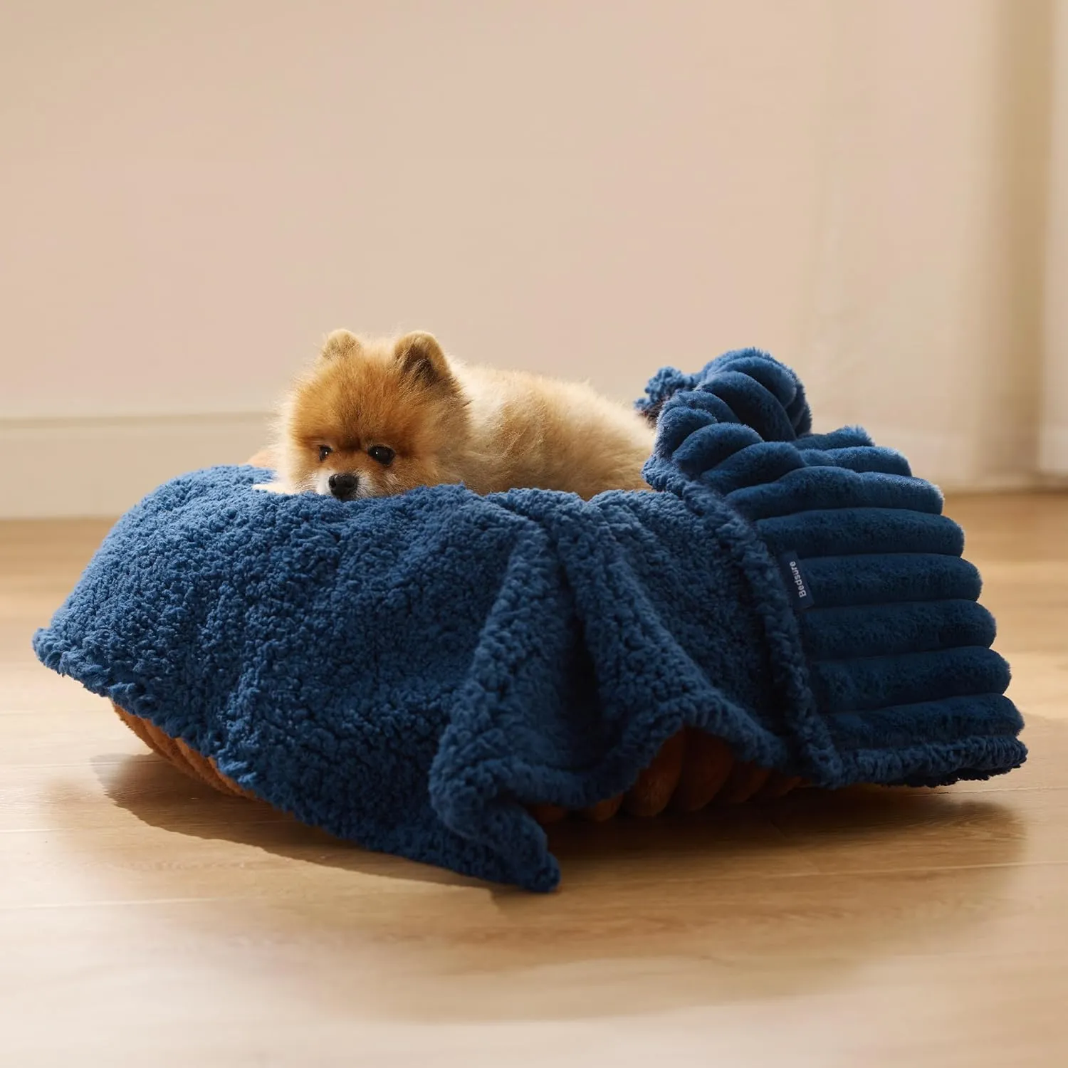 Bedsure Waterproof Dog Blankets for Small Dogs - Soft Puppy Cat Blanket Corduroy Fleece Washable, Cozy Calming Reversible Furniture Protection for Pet Kitten Doggy,25"x35", Navy Blue