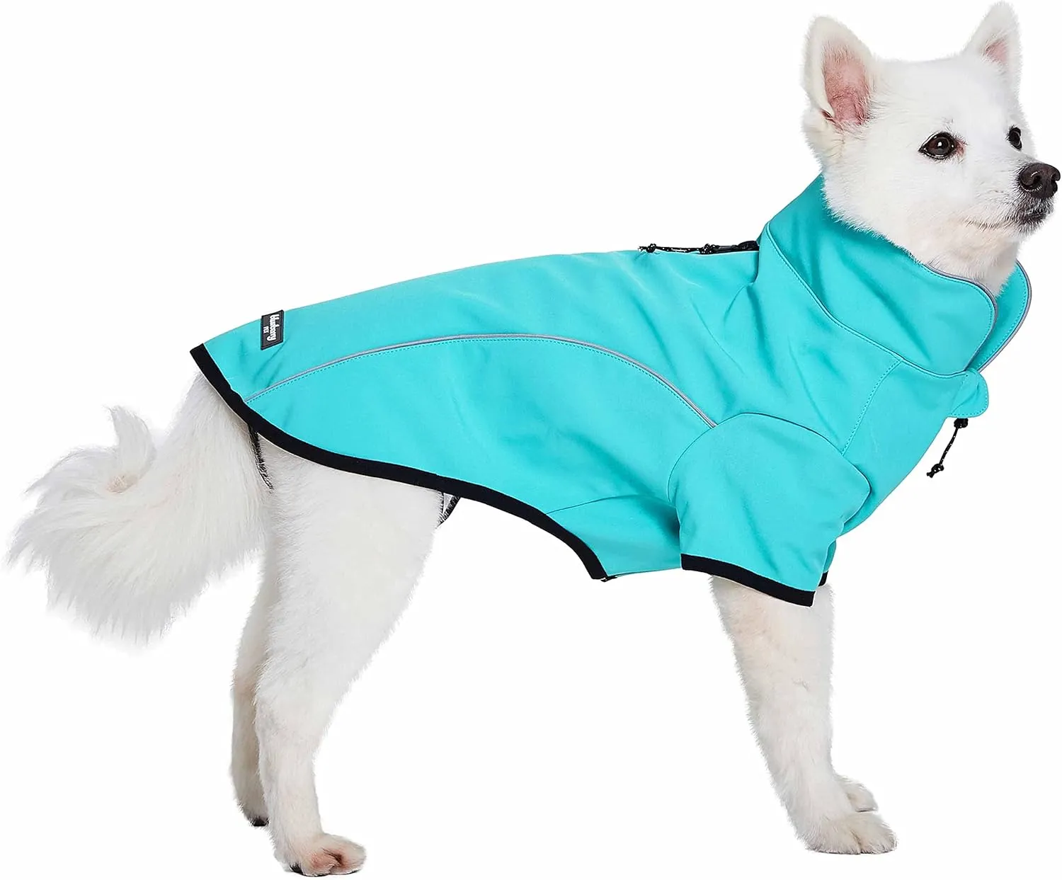 Blueberry Pet Windproof Waterproof Reflective Softshell Dog Jacket, Cyan Blue, Back Length 27.5", Size 26, Warm & Lightweight Winter Outdoor Windbreaker Coats Raincoats for Dogs