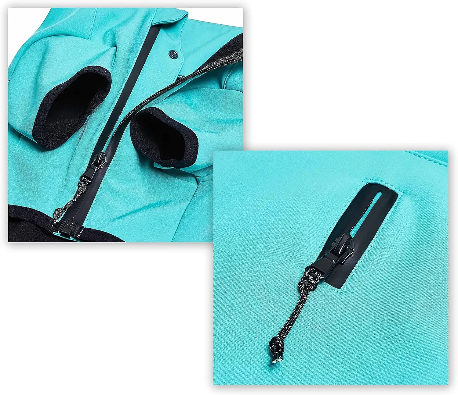 Blueberry Pet Windproof Waterproof Reflective Softshell Dog Jacket, Cyan Blue, Back Length 27.5", Size 26, Warm & Lightweight Winter Outdoor Windbreaker Coats Raincoats for Dogs