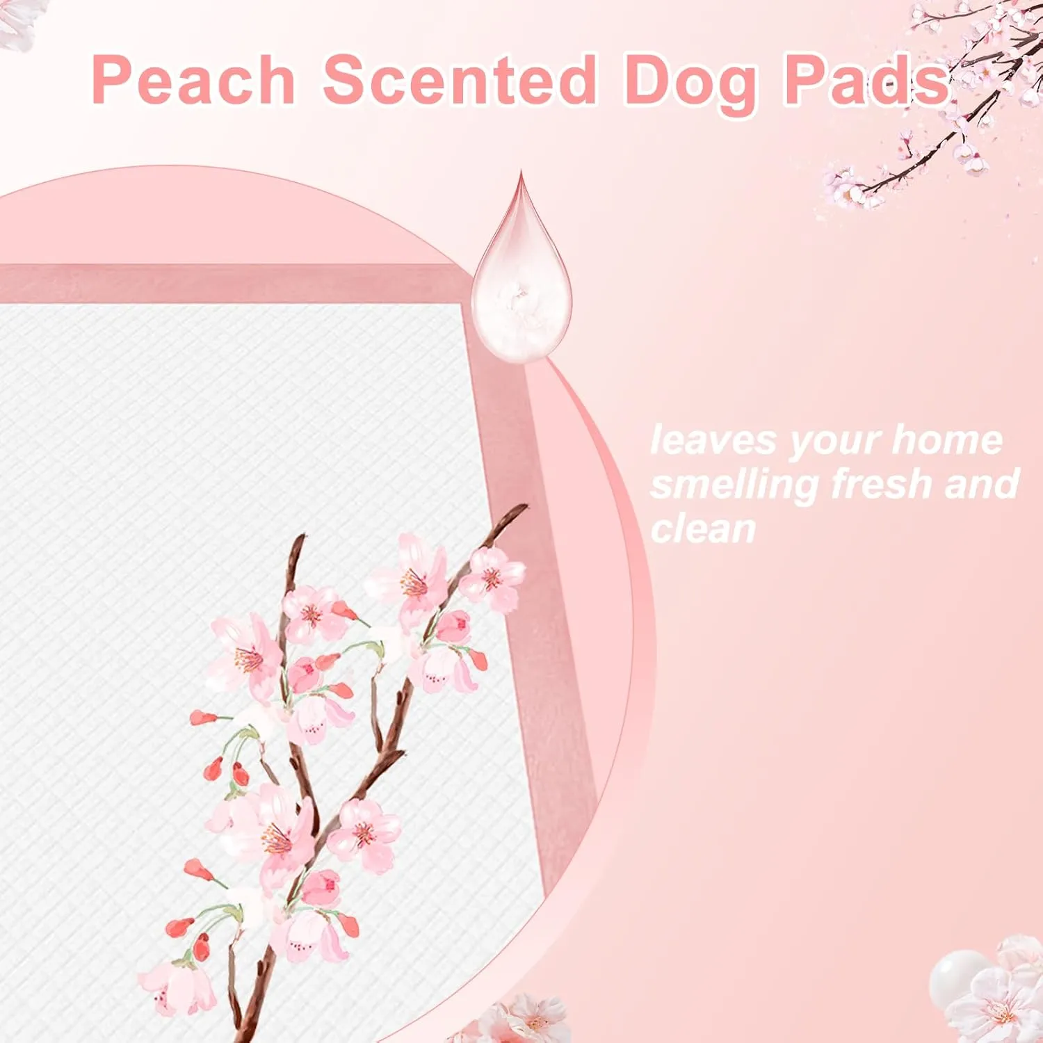 Boscute Lavender Scented Super Absorbent & Leak-Proof Puppy Pads, 36"x36" Odor Control Pet Training Dog Pee Pads, Thicken Quick Dry Pee Pads, Potty Training Pads for Dogs Cats (Peach Scented)