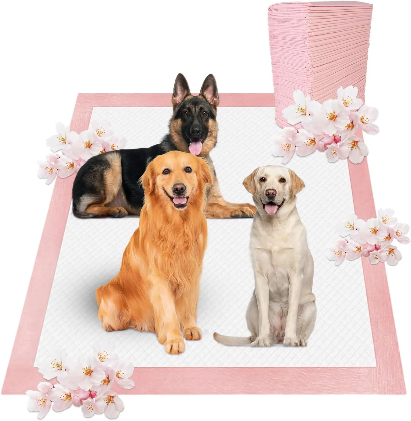 Boscute Lavender Scented Super Absorbent & Leak-Proof Puppy Pads, 36"x36" Odor Control Pet Training Dog Pee Pads, Thicken Quick Dry Pee Pads, Potty Training Pads for Dogs Cats (Peach Scented)