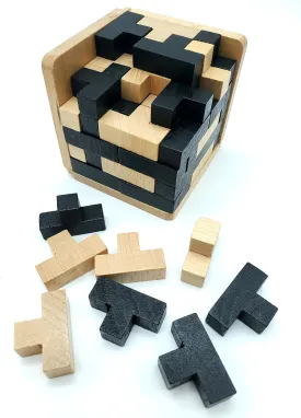 Brain Teaser Puzzles - Cube Wood Puzzle for Adults and Kids