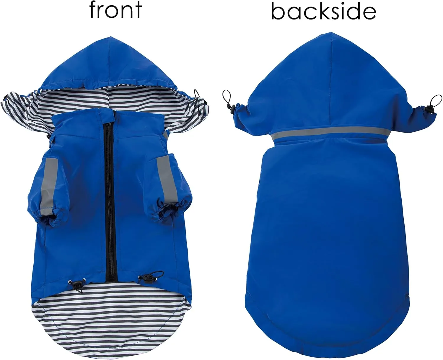Breathable Dog Raincoat with Detachable Hood - Reflective Strips, 6 (S-35XL) - Rain/Water Resistant(Blue,M)