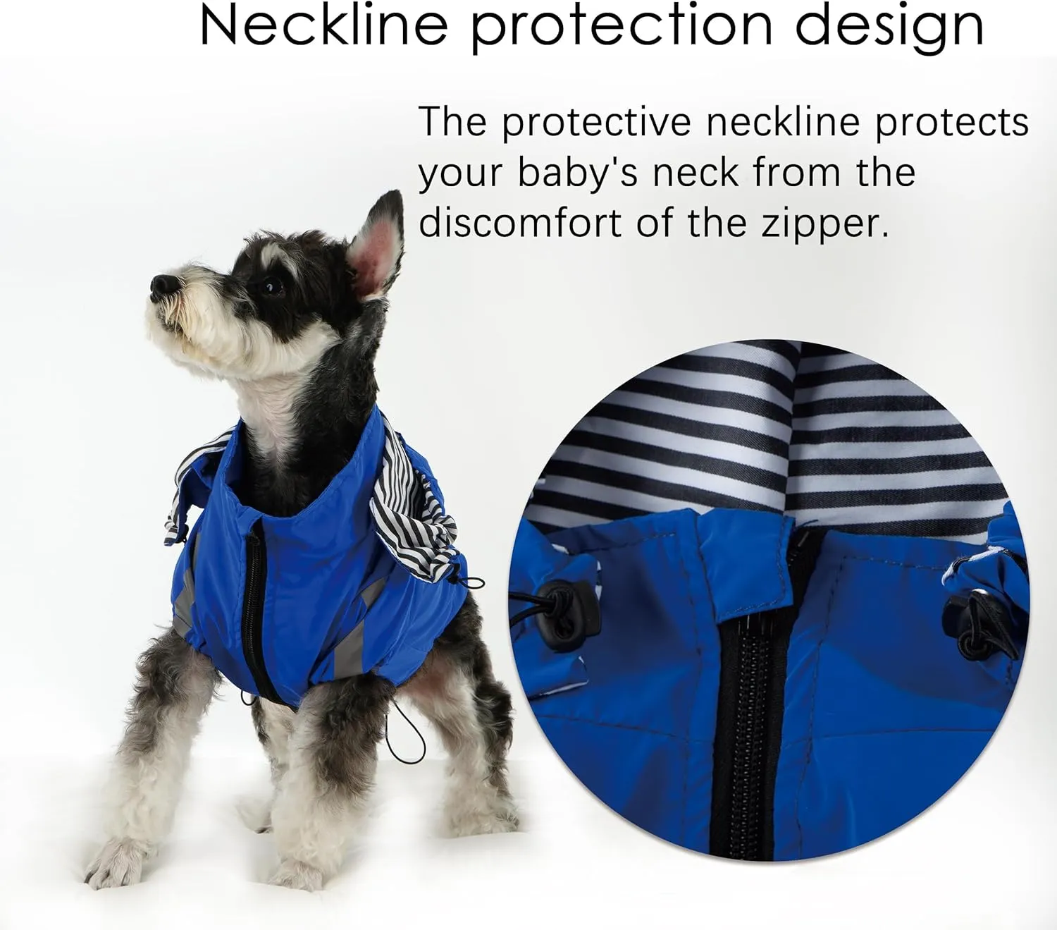 Breathable Dog Raincoat with Detachable Hood - Reflective Strips, 6 (S-35XL) - Rain/Water Resistant(Blue,M)