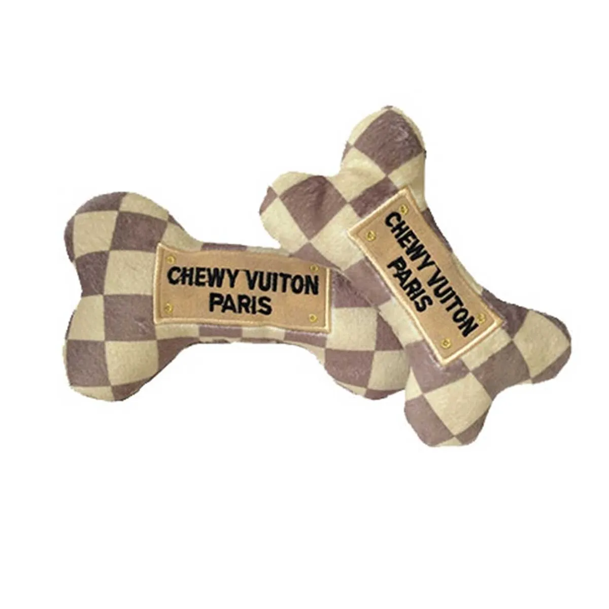 Checker Chewy Vuiton Bone Dog Toy