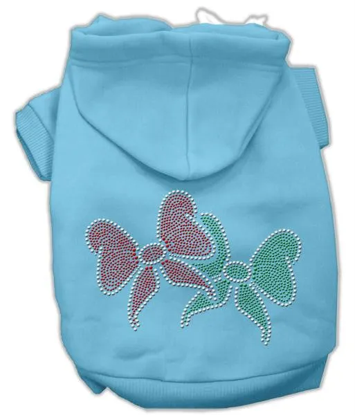Christmas Bows Rhinestone Hoodie Baby Blue XS (8)