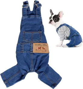 Dog Clothes Denim Overalls for Small Medium Dogs Cats Puppy Jumpsuit Denim Jacket Suspender Pants Outfit (Medium)
