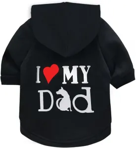 Dog Hoodie Dog Hoodies for Small Dogs Clothes I Love My Dad Fleece Sweater Winter Sweat Shirt Warm Cotton Dog Hoodie for Small Dog Cat Dad Black M