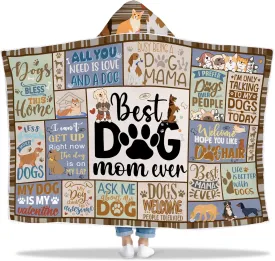 Dog Mom Gifts, Wearable Blanket, Fleece, Modern, 73x47 inches, Multicolored, Dog Mom Mothers Day Gift, Perfect for Napping, Camping, Winter
