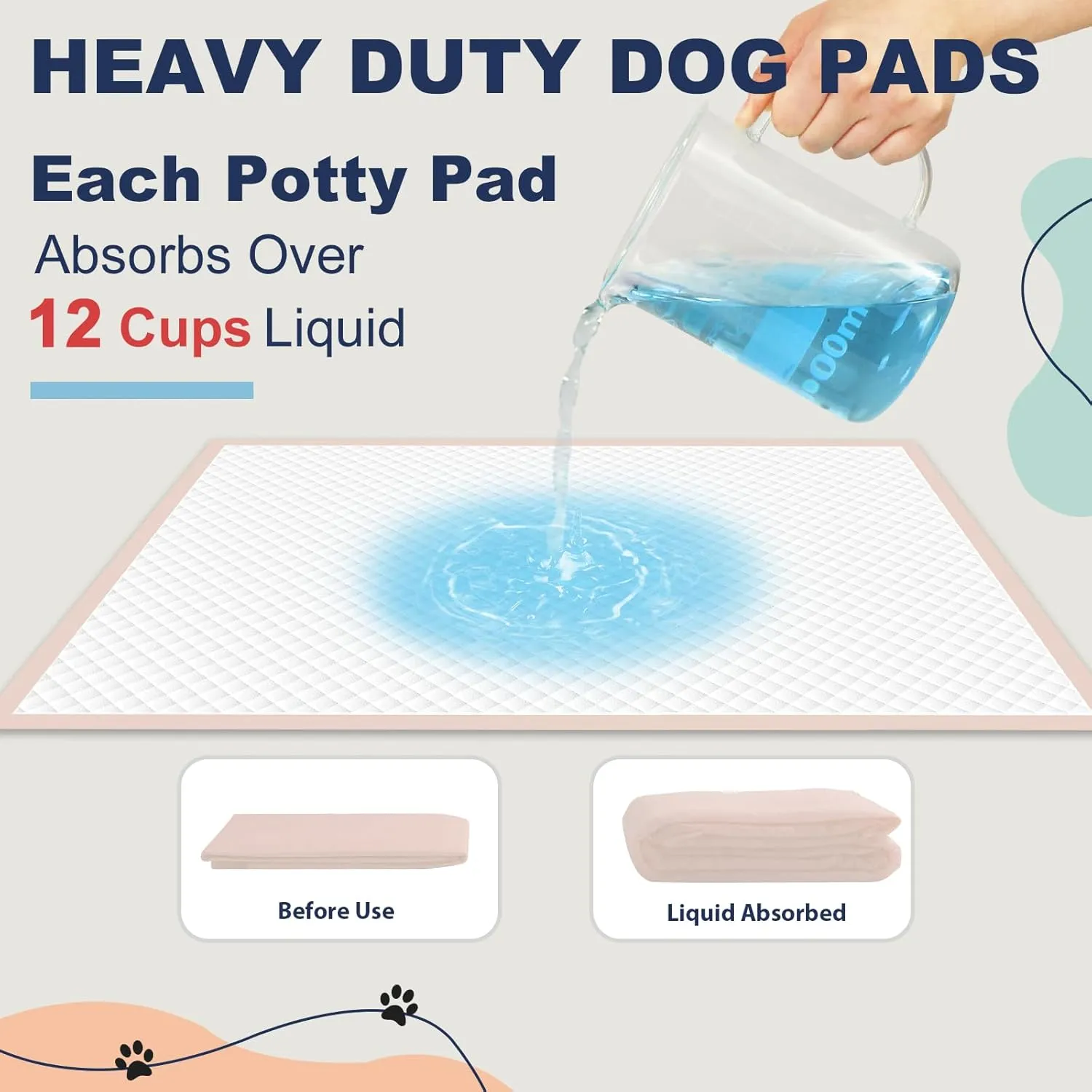 Dog Pee Pads Extra Large 30"  36" - 40 Count, XXL Urine Underpads, Unscented Pink Puppy Pads, Super Absorbent & Leak-Proof Potty Pads for Doggies