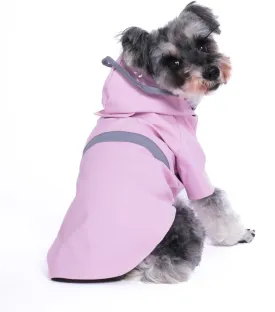 Dog Raincoat, Dog Rain,Water and Snow Proof Jacket with Hood, Leash Hole and Reflective Strap, Lightweight Puppy Clothes, Stylish Streetwear Outfit for Small Medium Dogs (Pink, M)