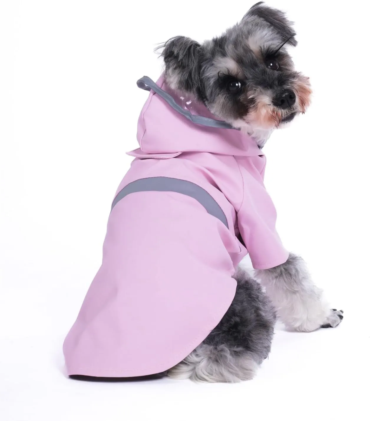Dog Raincoat, Dog Rain,Water and Snow Proof Jacket with Hood, Leash Hole and Reflective Strap, Lightweight Puppy Clothes, Stylish Streetwear Outfit for Small Medium Dogs (Pink, M)