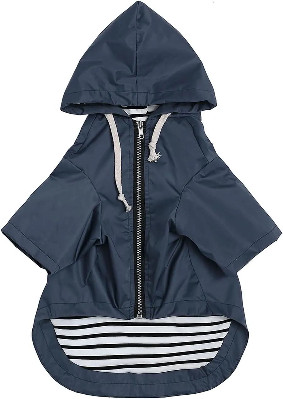 Dog Raincoat rain Jacket Raincoat Dogs Waterproof Small Medium Breeds Zip Closure Storage Pocket Harness Hole Blue M
