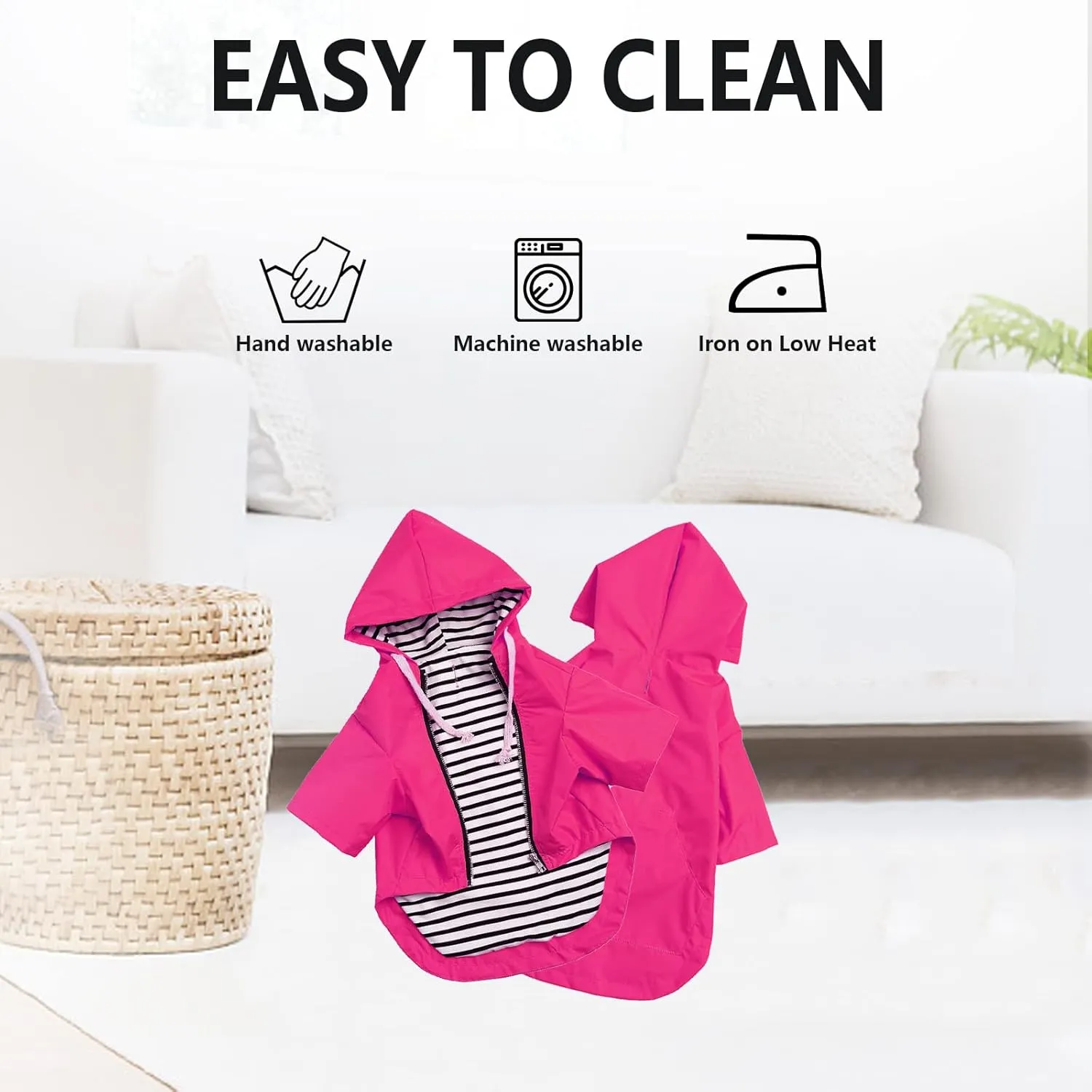 Dog Raincoat rain Jacket Raincoat Dogs Waterproof Small Medium Breeds Zip Closure Storage Pocket Harness Hole Pink M