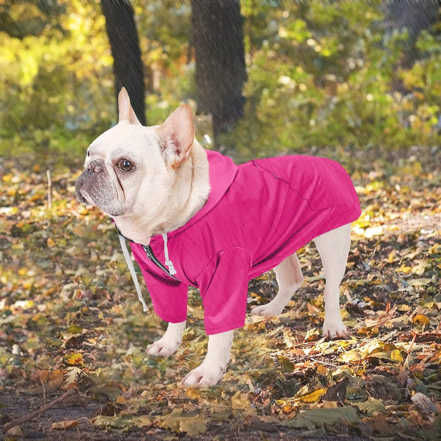 Dog Raincoat rain Jacket Raincoat Dogs Waterproof Small Medium Breeds Zip Closure Storage Pocket Harness Hole Pink M