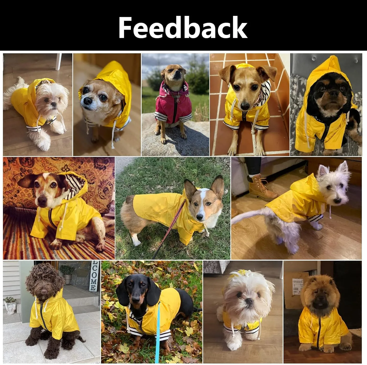 Dog Raincoat rain Jacket Raincoat Dogs Waterproof Small Medium Breeds Zip Closure Storage Pocket Harness Hole Pink M