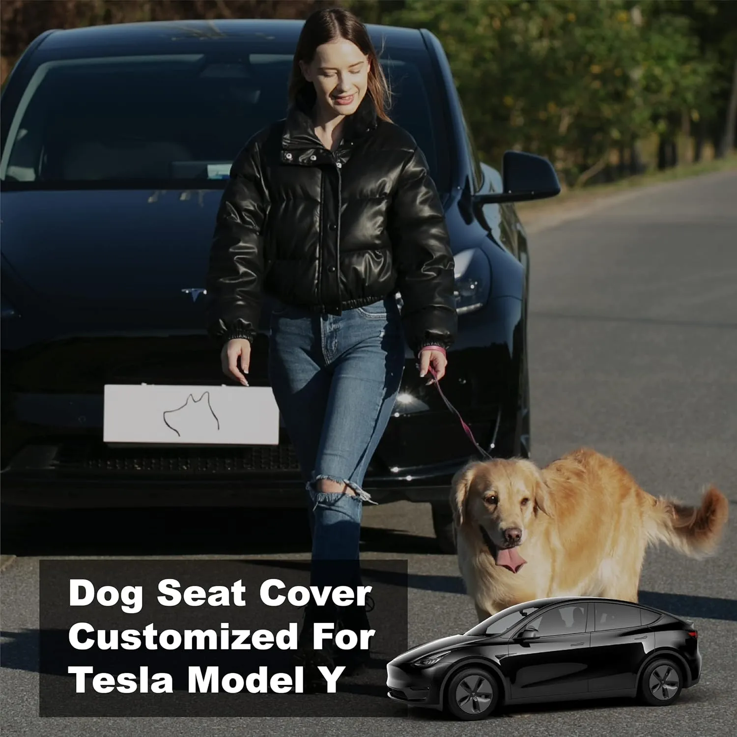 Dog Seat Covers for Back Seat, Tesla Model Y Seat Covers for Pet, Backseat Cover for Dogs, 100% Waterproof Car Seat Cover Protector from Scratches, Dog Hammock with Mesh Window & Headrest Protector