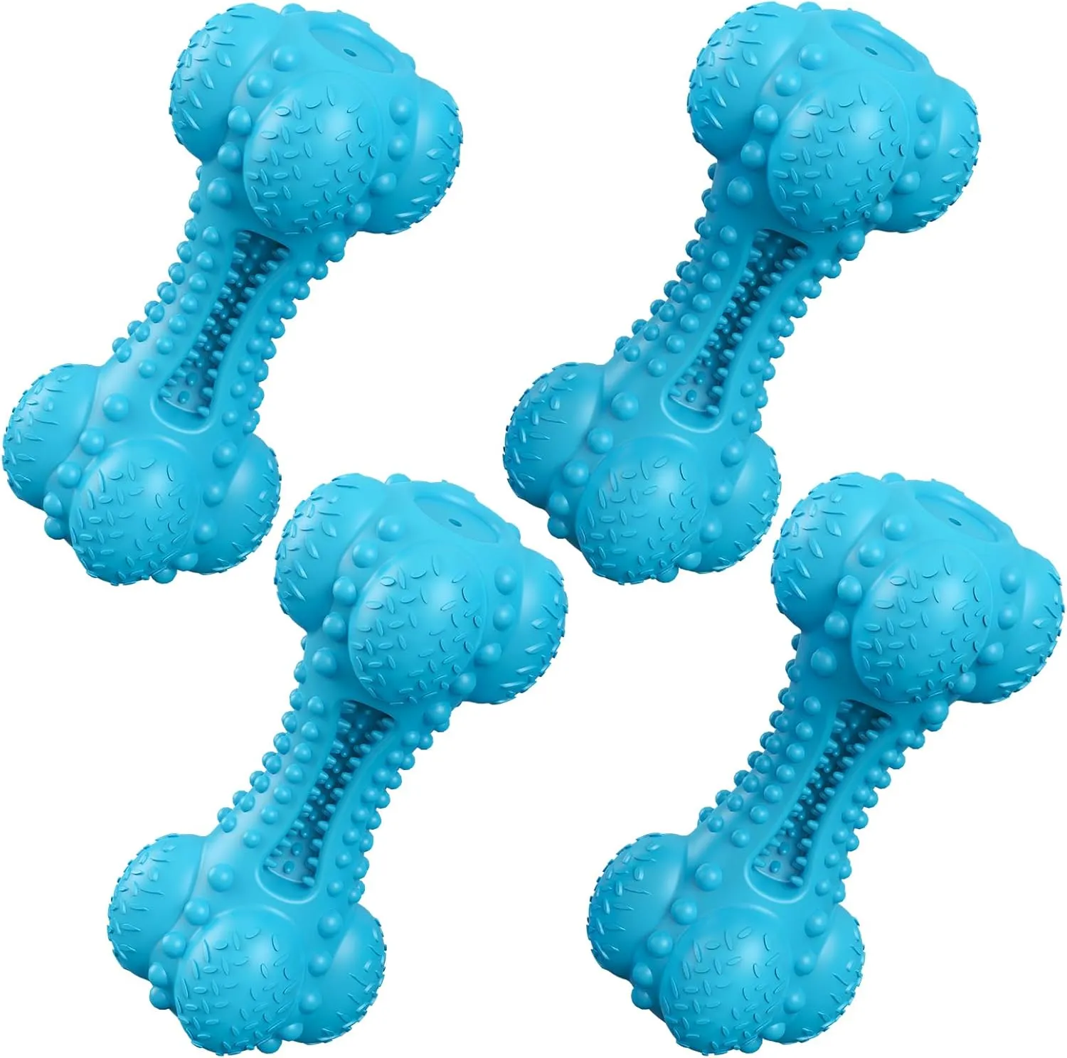 Dog Squeaky Chew Toys for Aggressive Chewers, Long Lasting Tough Rubber Bones for Teeth Cleaning, Indestructible Pet Toy for Large Medium Breed Dogs