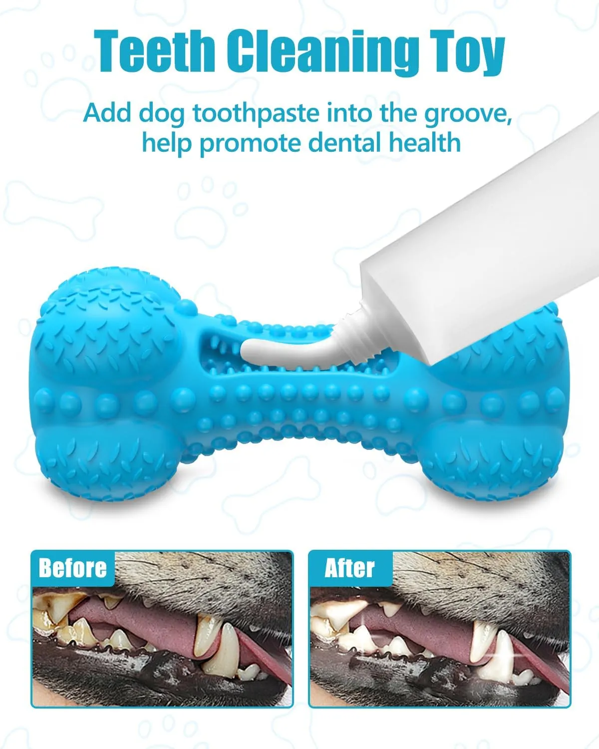 Dog Squeaky Chew Toys for Aggressive Chewers, Long Lasting Tough Rubber Bones for Teeth Cleaning, Indestructible Pet Toy for Large Medium Breed Dogs