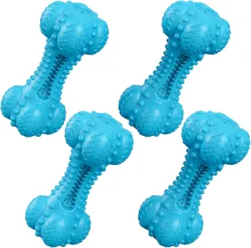 Dog Squeaky Chew Toys for Aggressive Chewers, Long Lasting Tough Rubber Bones for Teeth Cleaning, Indestructible Pet Toy for Large Medium Breed Dogs