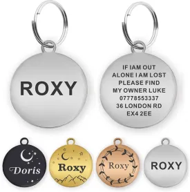 Dog Tags Engraved for Pets Personalized Dog Name Tags Dog ID Tags Small Cat Tags Large Dog Collar Tags Custom Text Stainless Steel Engraved on Both Sides(S Silver)