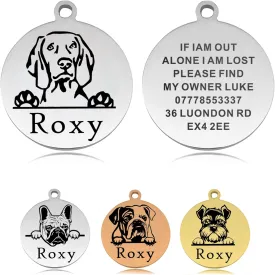 Dog Tags Personalized for Pets Dog Name Tags Personalized Custom Dog Tag Stainless Steel Dog ID Tags for Puppy Dogs (Silver S, Round)