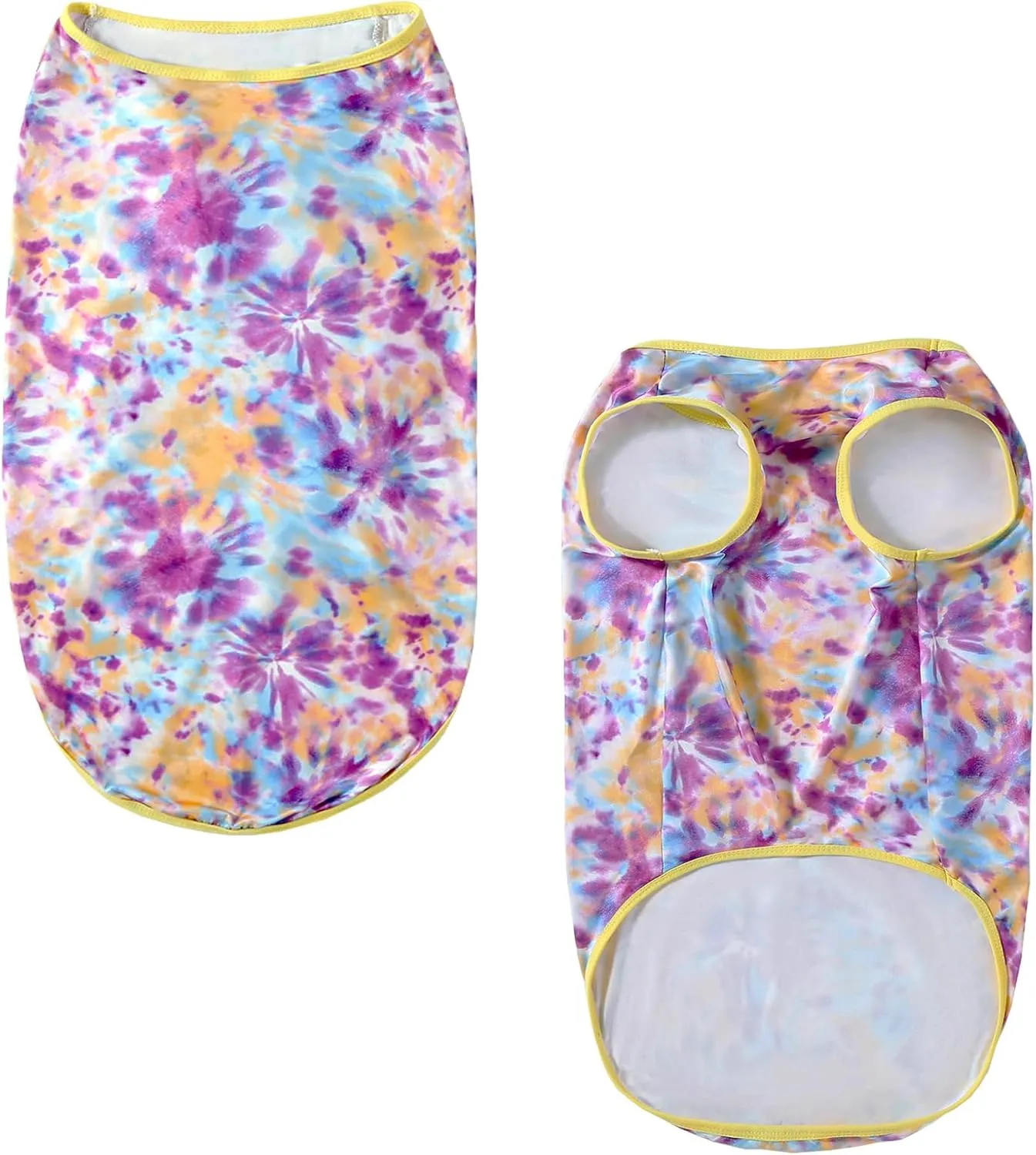 Dog Tie dye Sleeveless T Shirt Purple Yellow Printed Dogs Vest Shirt Pajamas Breathable Stretchy Summer Clothes for Extra Large Dog Boys Girls2X-Large,Purple