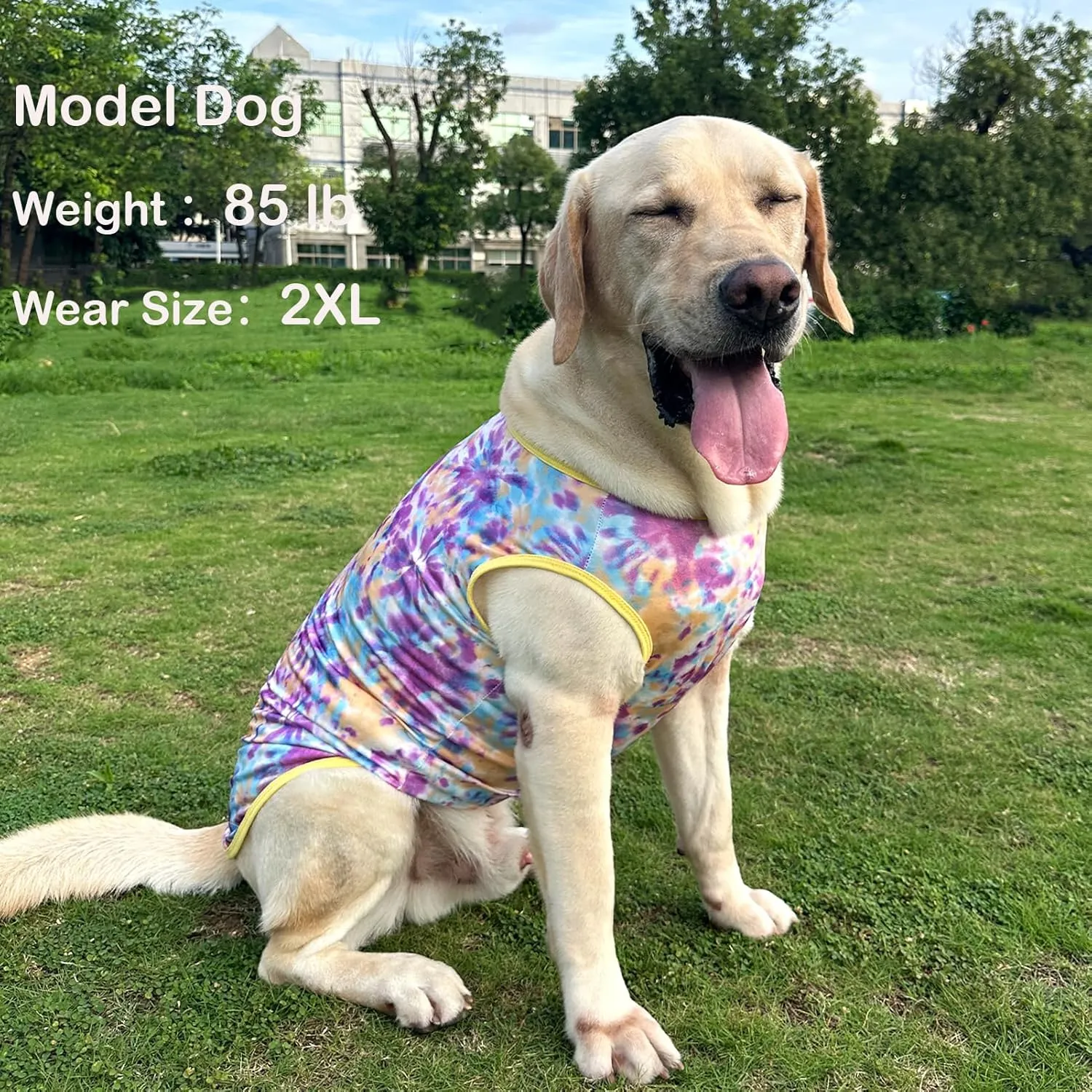Dog Tie dye Sleeveless T Shirt Purple Yellow Printed Dogs Vest Shirt Pajamas Breathable Stretchy Summer Clothes for Extra Large Dog Boys Girls2X-Large,Purple