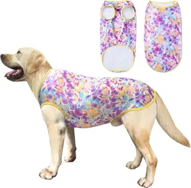 Dog Tie dye Sleeveless T Shirt Purple Yellow Printed Dogs Vest Shirt Pajamas Breathable Stretchy Summer Clothes for Extra Large Dog Boys Girls2X-Large,Purple