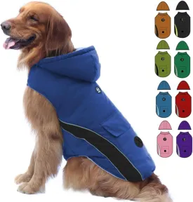 EMUST Dog Winter Coats with Hood, Windproof Jackets for Small Dogs, Puppy Apparel for Cold Weather, S/Blue