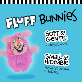 Fat Cat Fluff Bunnies Cat Toys - Catnip Kicker Toy, Pack of 2 (Blue or Pink)