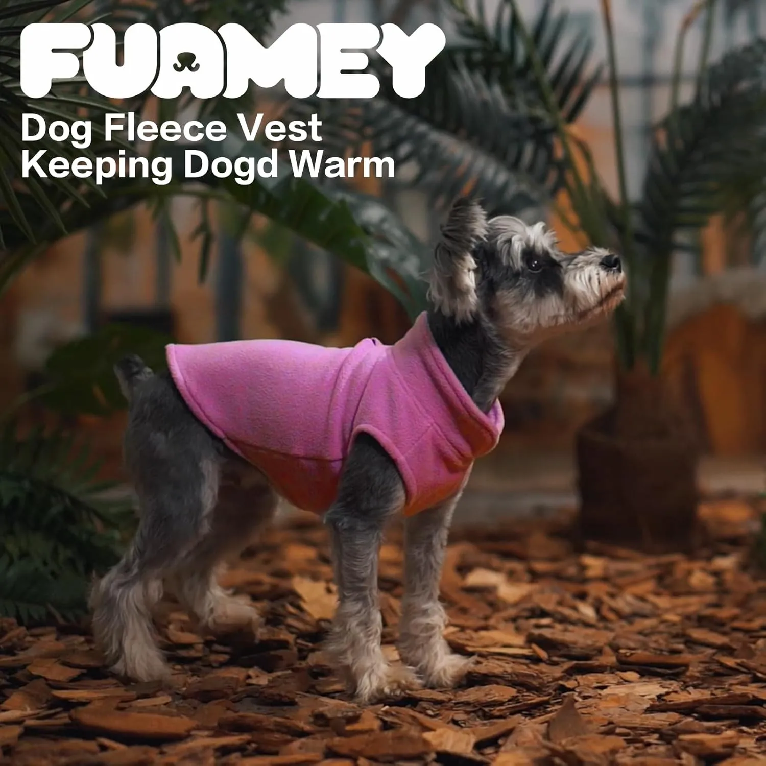 FUAMEY Fleece Vest, Warm Sweatshirt Puppy Stretchy Sweater Pullover Turtleneck Coat Winter Jacket With Leash Hole, Dachshund Sweaters Yorkie Clothes for Small Medium Large Dogs Pink M