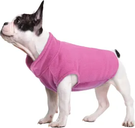 FUAMEY Fleece Vest, Warm Sweatshirt Puppy Stretchy Sweater Pullover Turtleneck Coat Winter Jacket With Leash Hole, Dachshund Sweaters Yorkie Clothes for Small Medium Large Dogs Pink M