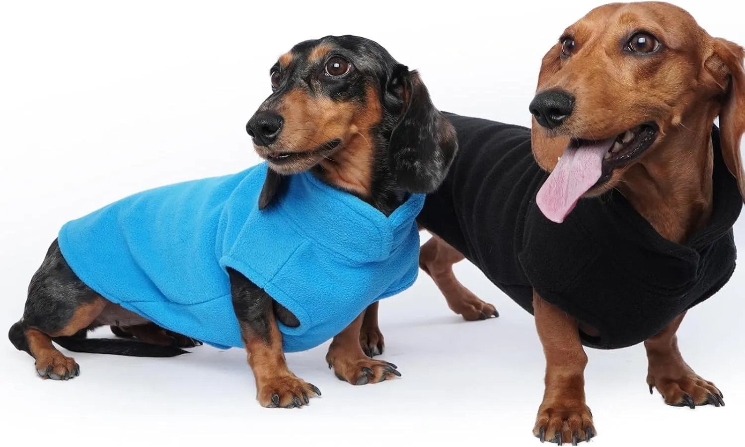 FUAMEY Fleece Vest, Warm Sweatshirt Puppy Stretchy Sweater Pullover Turtleneck Coat Winter Jacket With Leash Hole, Dachshund Sweaters Yorkie Clothes for Small Medium Large Dogs Pink M