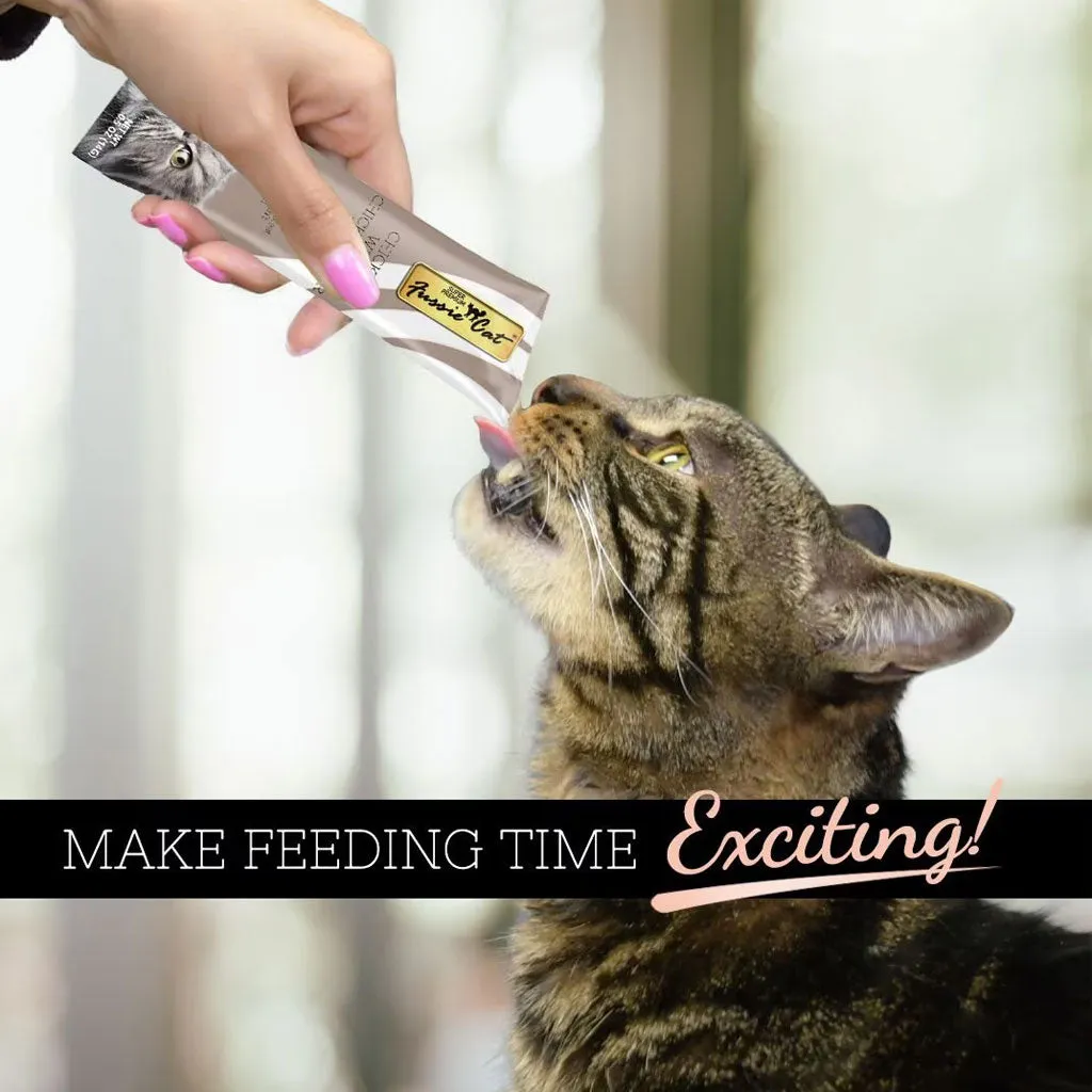 Fussie Cat Chicken with Chicken Liver Puree Lickable Cat Treats, 0.5-oz x 4-tubes