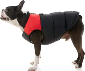 Gooby Padded Vest Dog Jacket - Red, Large - Warm Zip Up Vest Fleece Jacket with Dual D Ring Leash - Winter Water Resistant Sweater - Clothes for Small and Medium Dogs