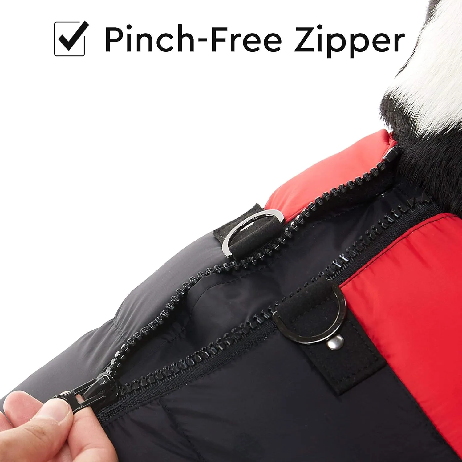Gooby Padded Vest Dog Jacket - Red, Large - Warm Zip Up Vest Fleece Jacket with Dual D Ring Leash - Winter Water Resistant Sweater - Clothes for Small and Medium Dogs