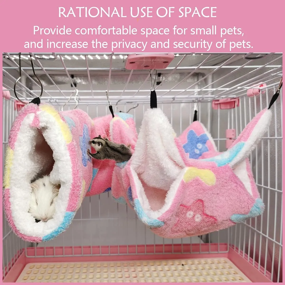 Guinea Pig Ferret Rat Hammock Toy Small Animal Cage Accessories Hideout Tunnel & Bunkbed Hammock for Rat Ferret Guinea Pig Hamster Sugar Glider Chinchilla