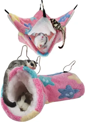 Guinea Pig Ferret Rat Hammock Toy Small Animal Cage Accessories Hideout Tunnel & Bunkbed Hammock for Rat Ferret Guinea Pig Hamster Sugar Glider Chinchilla
