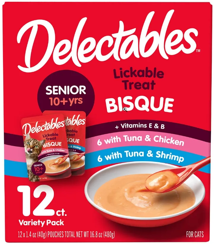 Hartz Delectables Bisque Lickable Treat for Senior Cats Variety Pack