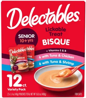 Hartz Delectables Bisque Lickable Treat for Senior Cats Variety Pack