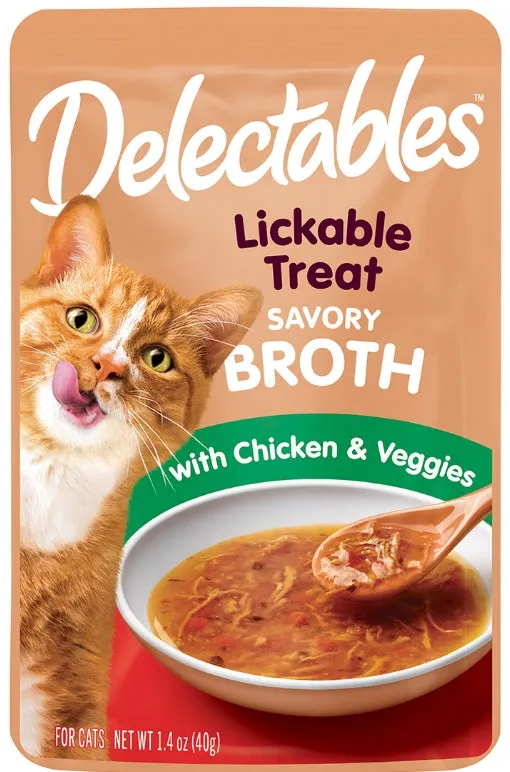 Hartz Delectables Savory Broth Lickable Treat for Cats Chicken and Veggies