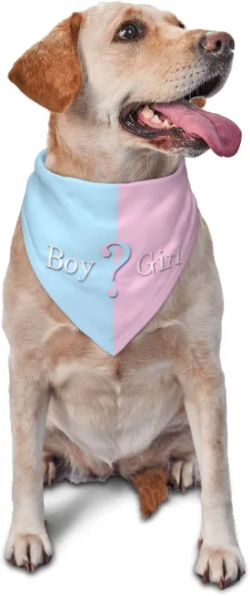 He Or She What Will It Be? Gender Reveal/Baby Announcement Dog Bandana,Pet Neckerchief for Pets Daily Wear Photo Prop Party Supplies (Blue)