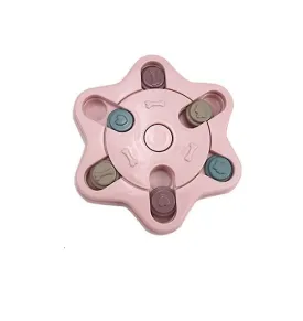 Hexagonal pink Dog Increase IQ Interactive Slow Dispensing Feeding Pet Dog Training Toy bowl AZ19347